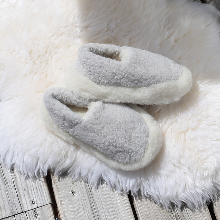 Alwero Light Grey Wool Siberian Slippers