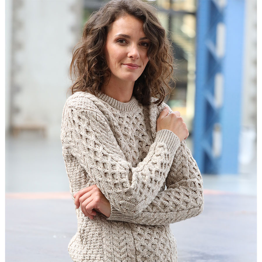 Aran Woollen Mills Cable Knit Sweater 100% Irish Wool Jumper Made in Ireland