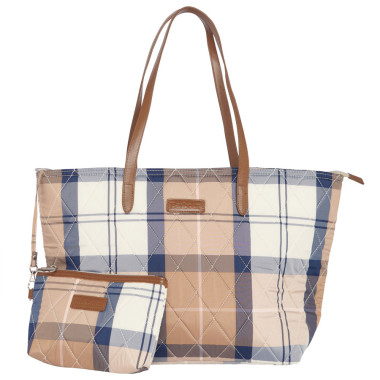 Barbour Wetherham Quilted Pink Tartan Tote Bag