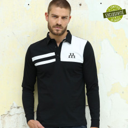 Polo Long Sleeve Black and White Camberabero