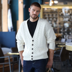 Aran Woollen Mills Bray Ecru Cardigan