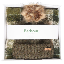 Beanie and Scarf Set Saltburn Khaki Barbour