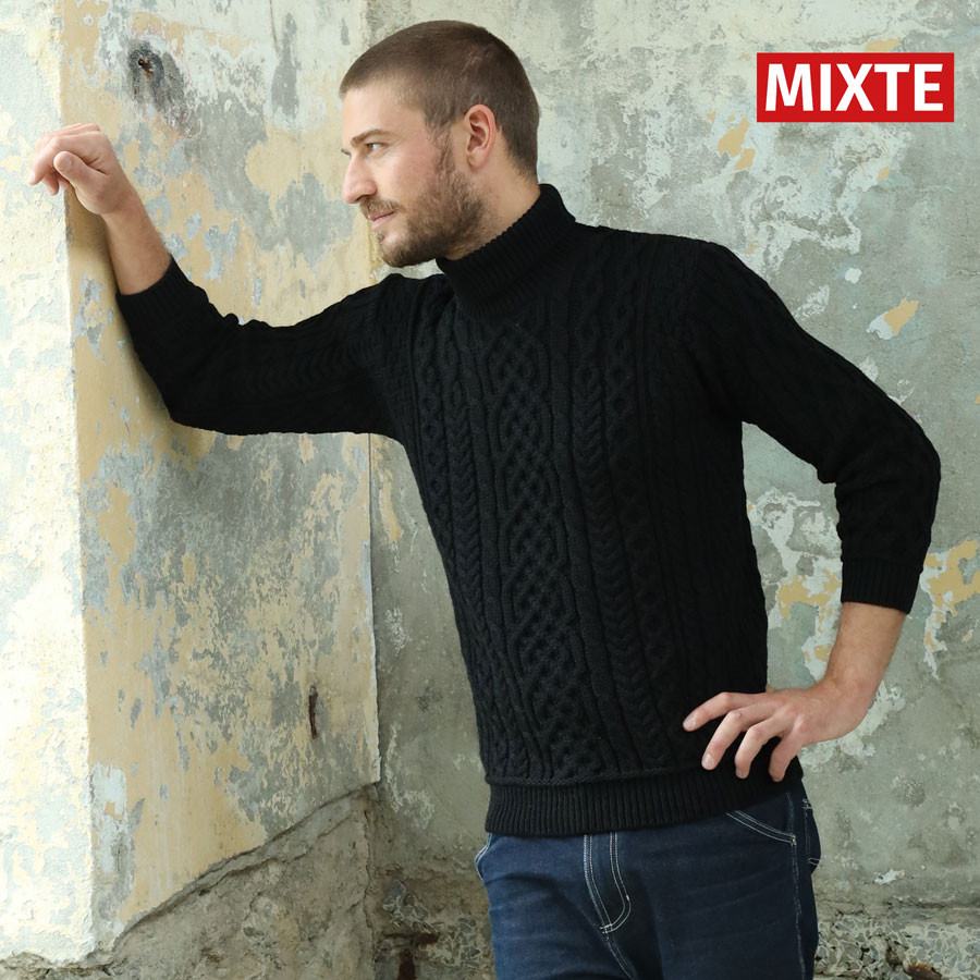 Aran Woollen Mills Black Turtleneck Sweater