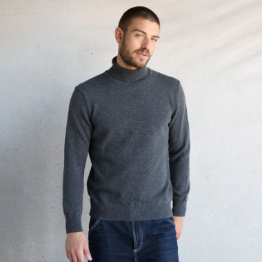 Best Yarn Dark Grey Extra fine Wool Turtleneck Sweater