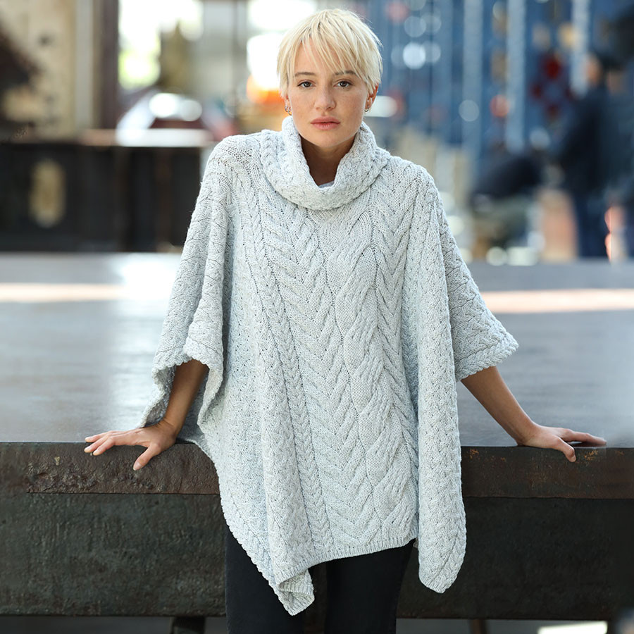 Aran wool poncho hotsell