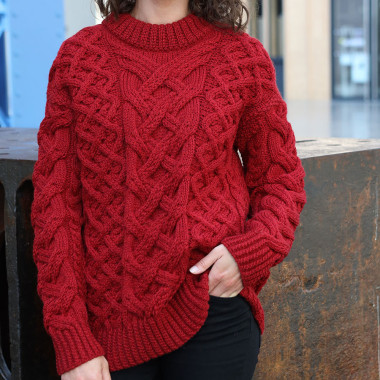 Aran Woollen Mills Red High Neck Sweater