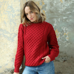 Inis Crafts Red Merino Kildare Sweater